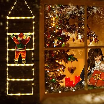 ESCALERA LED NAVIDEÑA DE 2 METROS + PAPÁ NOEL 30CM