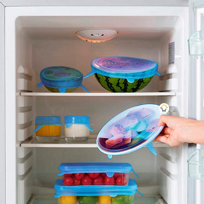 Tapas Elásticas Silicona Cocina X6 Reutilizables Adaptables
