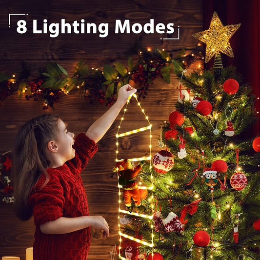 ESCALERA LED NAVIDEÑA DE 2 METROS + PAPÁ NOEL 30CM