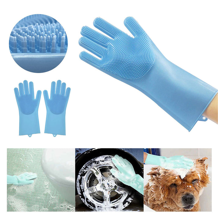 Guantes Silicona Multiusos Lava Vajilla, Baño, Mascotas +  gratis REGILLA PEGABLE