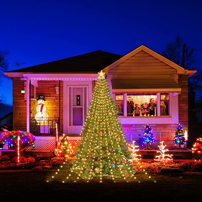 Cadena de luces para árbol con estrella grande