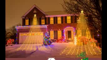 Cadena de luces para árbol con estrella grande
